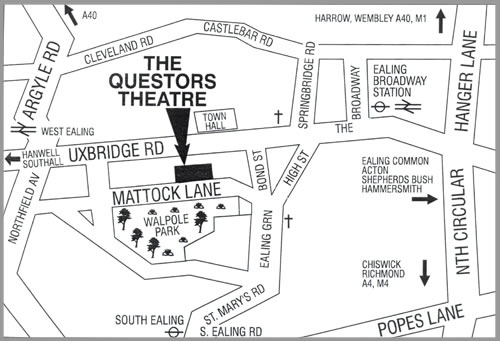 Map showing The Questors Theatre, Ealing, West London, W5